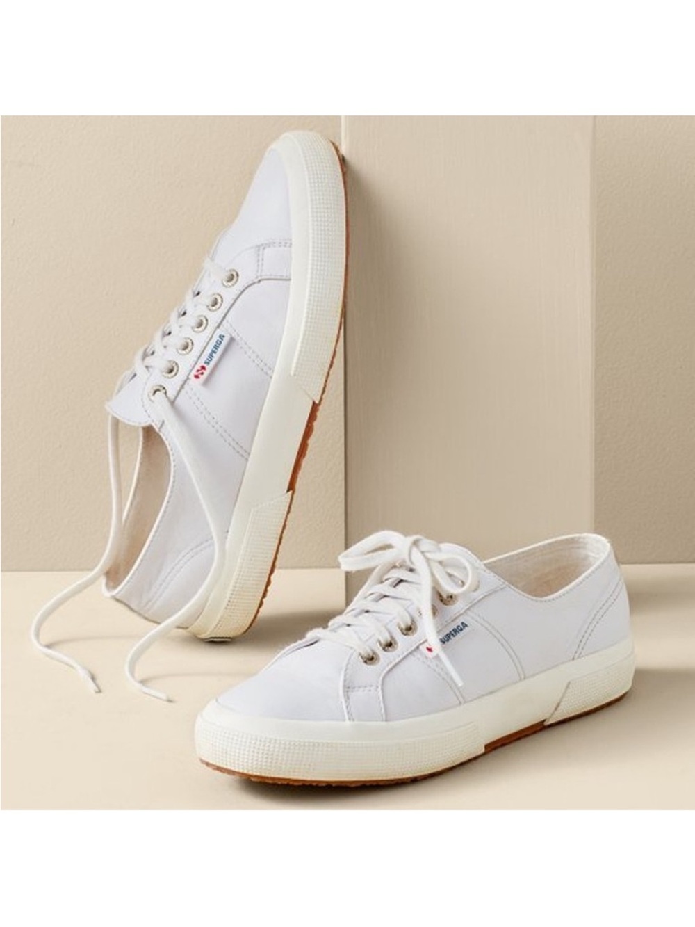 Superga Women's 2750 Nappa Leather Optical White-Favorio Sneaker—9